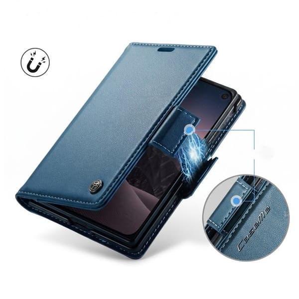 iPhone Duo Læder Effekt Tegnebogs Etui med Støtte og Anti-RFID CaseMe Blå And Blå