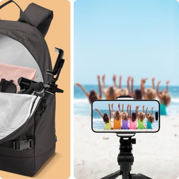 Mini stativ til Smartphone 2i1 Ultra Stabil Roterende Selfie Monopod LinQ Sort