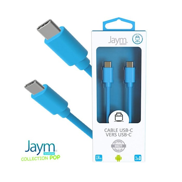 USB-C to USB-C 3A Lataus ja Synkronointi POP Kokoelma 1,5m Jaym Sininen Blå