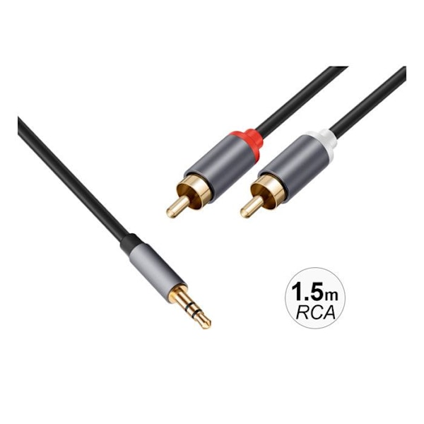 Audio Jack 3,5 mm til 2 RCA Dobbelt Skærm 1,5 m Sort