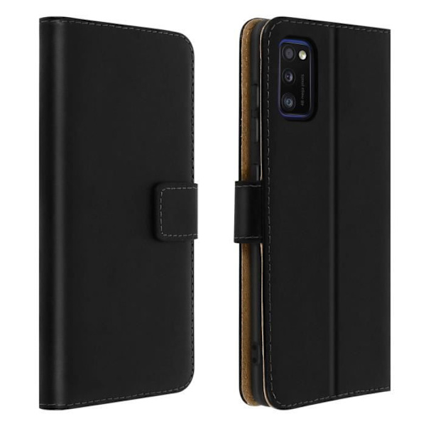Samsung Galaxy A41 - AVIZAR - Aitoa Nahkaa - 2 Korttipaikkaa - Tukiominaisuus - Musta Svart