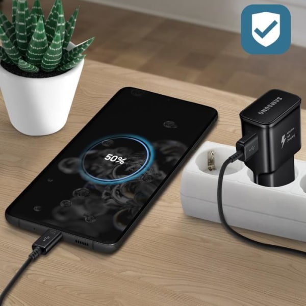 USB vægoplader - Samsung - 15W - Hurtig opladning - Sort - Kompakt adapter Svart