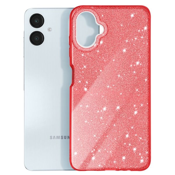 Glitter-kuori Samsung Galaxy A06 Iskunkestävä Kimaltava Punainen Röd