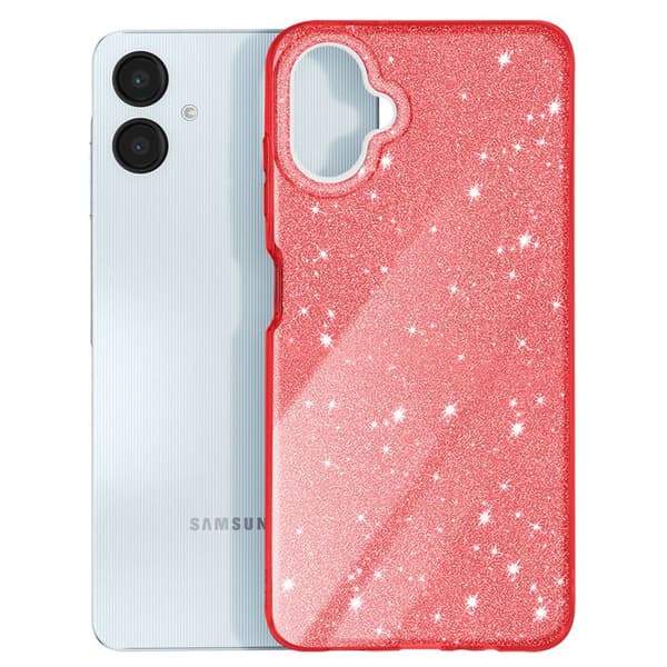 Glittrande skyddsfodral för Samsung Galaxy A06, stöttåligt, röd Röd