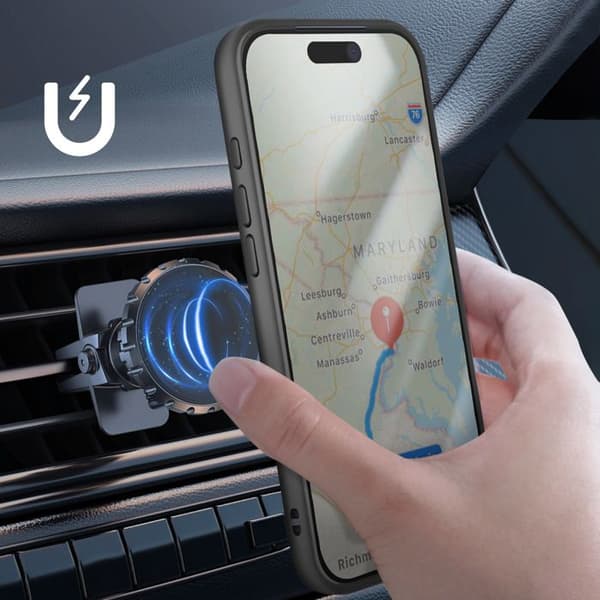 Coque til iPhone 17 Pro medRingefæste og Magnetisk Fastgørelse Sort Svart