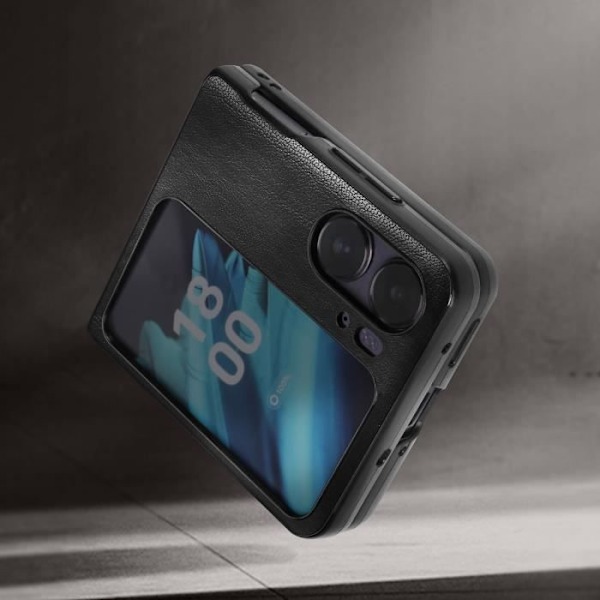 AVIZAR suojakotelo Oppo Find N2 Flip 5G:lle - Musta - Jäykkä - Rakeinen ja patinoitu keinonahka Svart