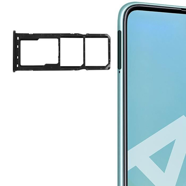 Korttilokero - Samsung - Galaxy A51 - 2x Nano SIM - Micro SD - Musta Svart