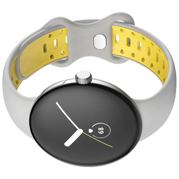 Armband - AVIZAR - Google Pixel Watch - Bicolor Silikon - Mjuk - Grå och Gul Grå