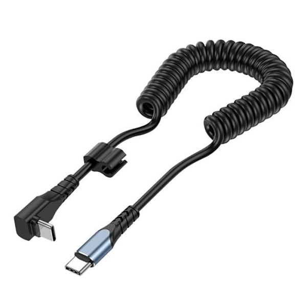 90° kulmassa oleva USB-C-USB-C kierrekaapeli, musta 1,2 m