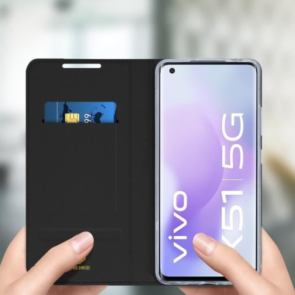 Étui Folio - DUX DUCIS - Vivo X51 5G - Øko-læder - Videostand - Sort Svart