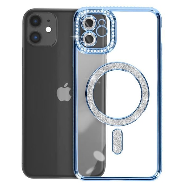AVIZAR Skyddsfodral för iPhone 11 - Ljusblå Rhinestone Contour - MagSafe-kompatibel Blå