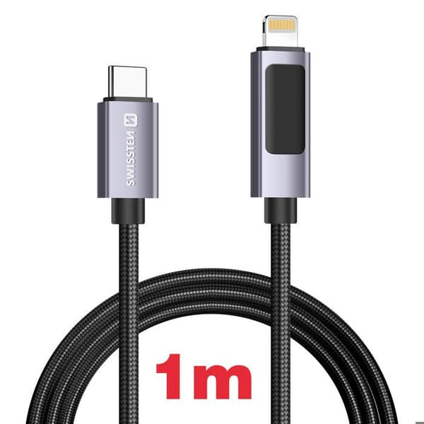 USB-C - Lightning-kaapeli - SWISSTEN - 1m - 30W - LED-näyttö - Nopea lataus