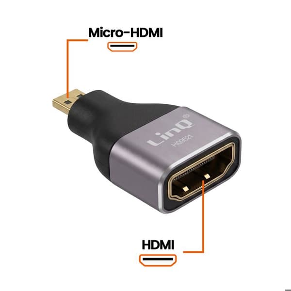 Micro-HDMI Han til HDMI 2.1 Hun 8K UHD LinQ Grå