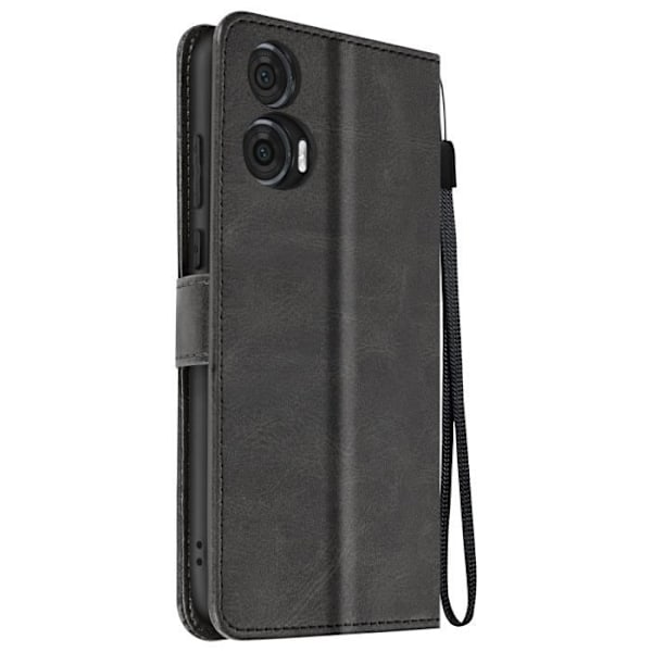 Fodral till Motorola Edge 50 Fusion Handledsrem Flip Stand Plånbok Svart Svart