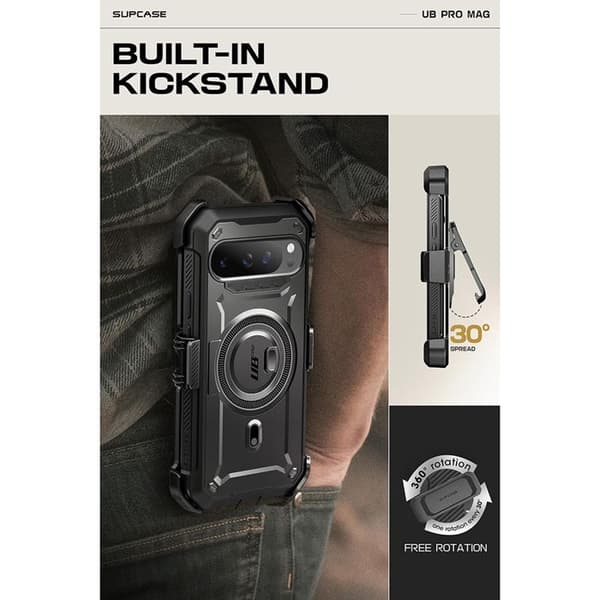 Cover til telefon - SUPCASE - Google Pixel 9 / 9 Pro - Sort - Stødresistent - Syntetisk svart