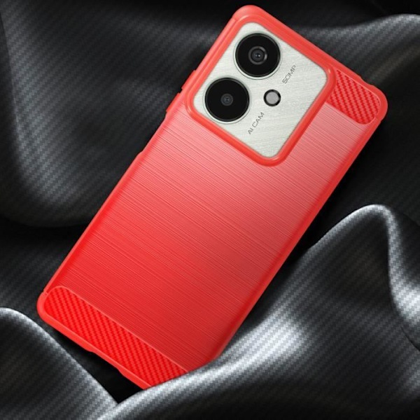 Kotelo Xiaomi Redmi 13C Flexible Carbonille ja Brushed Effect Redille