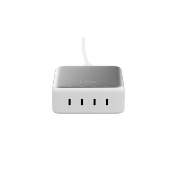 Bords-laddare - LINQ - GaN2 240W - 4 USB-C PD3.1-portar - Minimalistisk design - GaN2-teknologi Grå, Vit