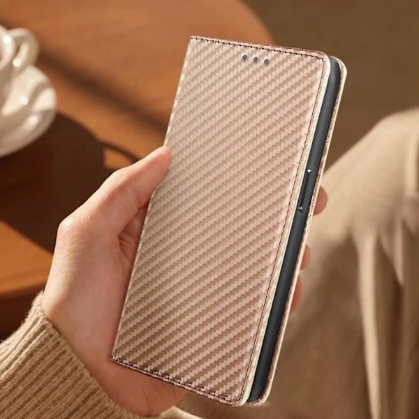 Fodral till iPhone 15 Plus - AVIZAR - Carbon Cover - Rosa - Plånbok - Videostöd Rosa