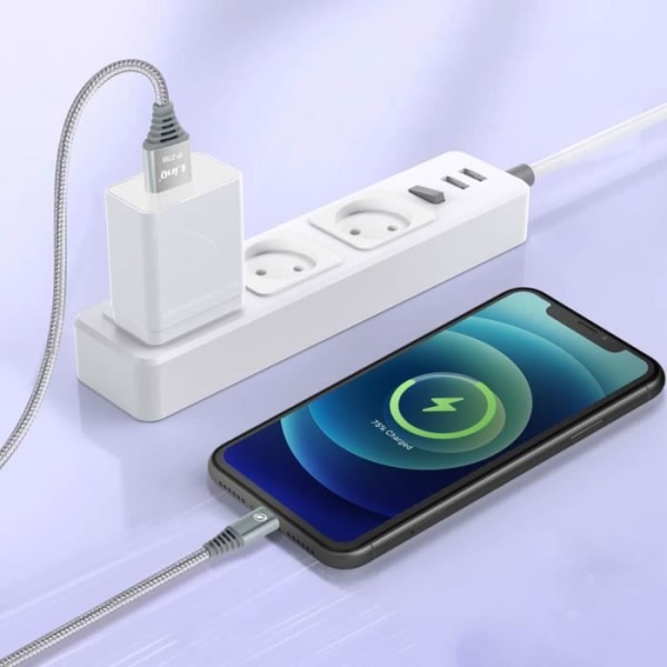 USB till Lightning-kabel Nylonflätad 1,5 m Charge and Transfer LinQ Grå