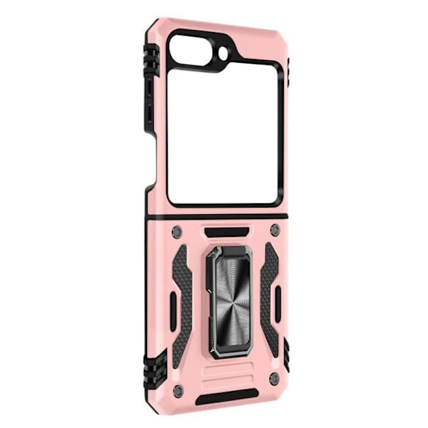 Fodral till Samsung Galaxy Z Flip 5 - AVIZAR - ArmoRing Bump series - Bi-material - Roséguld - Metallring Rosa
