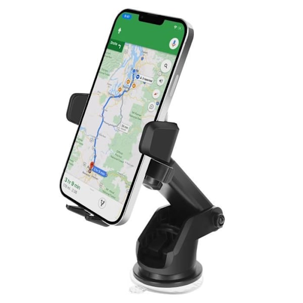 Autopuhelinteline, jossa imukuppi ja jatkettava varsi, musta Svart