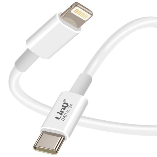 USB-C til Lightning kabel - LinQ - 20W - Hurtiglader - 1m - Universel kompatibilitet Vit
