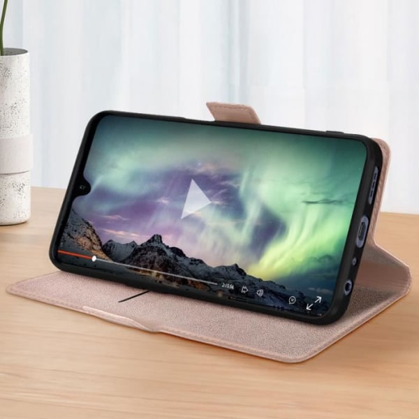 Fodral för TCL 40R 5G Dual Tab Video Stand Card Holder Rose Gold