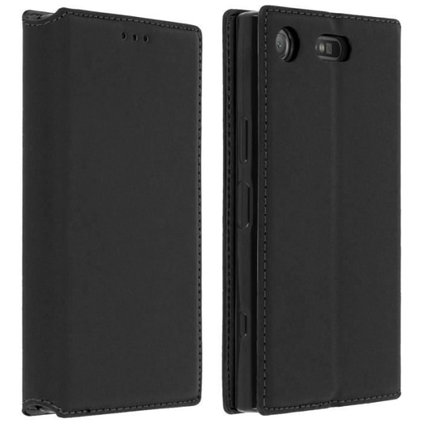 Xperia XZ1 Compact Wallet Case Stand Protection Classic - musta