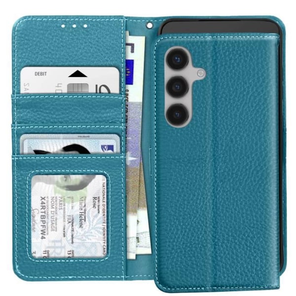 Läderfodral till Samsung Galaxy S24 FE Anti-RFID plånboksställ ljusblått Blå