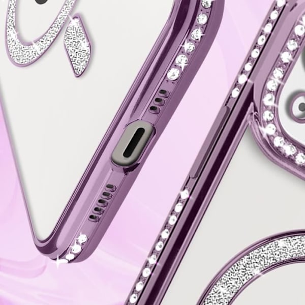 AVIZAR Skyddsfodral för iPhone 14 - Lila Rhinestone Contour - MagSafe-kompatibel Lila