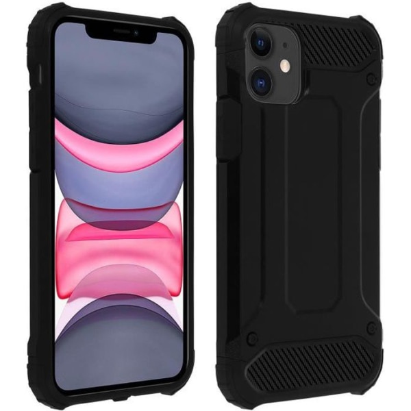 iPhone 11 cover - AVIZAR - Bi-materiale relief design - Stødsikker 1,8 m - Sort - Halvstiv Svart