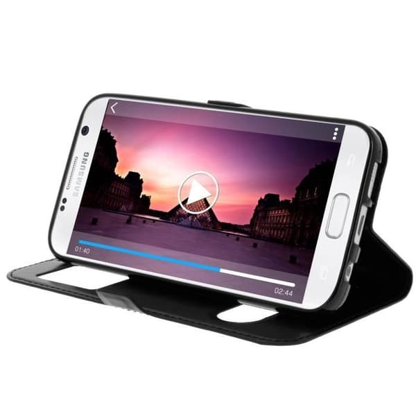Smartphone cover - Samsung - Galaxy S7 - Double window case - Silicone - Black Svart