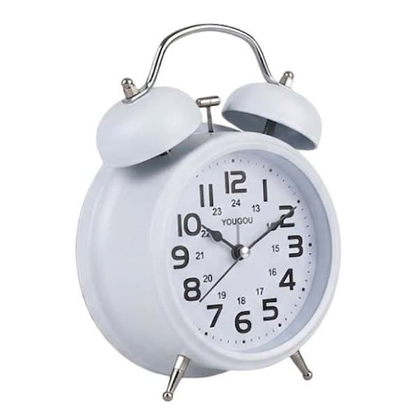 Analog väckarklocka för dubbelrum Elegant Vit Vit