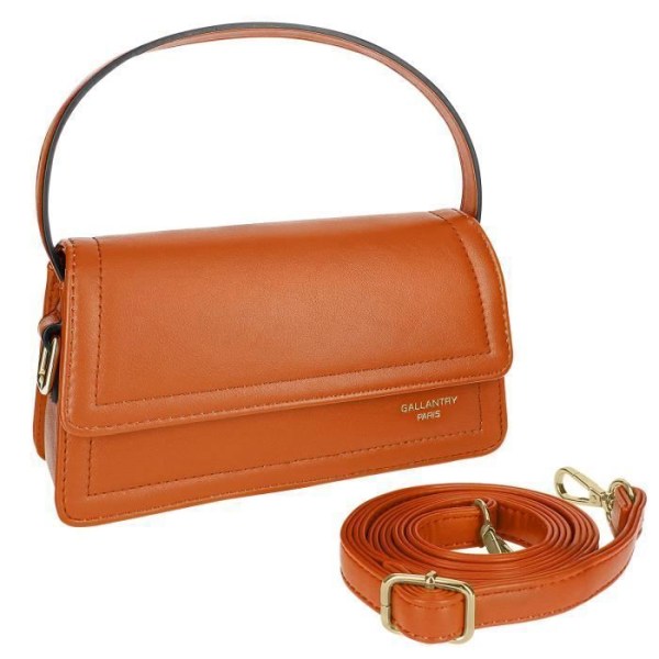 Crossbody handväska i konstläder - Gallantry - Brun - Liten väska med fack och innerficka kastanj