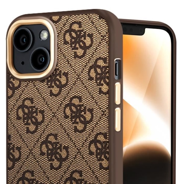 Coque MagSafe til iPhone 14 Elegant 4G Metalplade Guess Brun kastanj