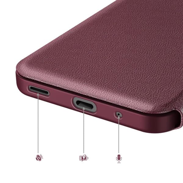 Etui til Galaxy A17 med Smart View-vindue og kortlomme Bordeaux Röd