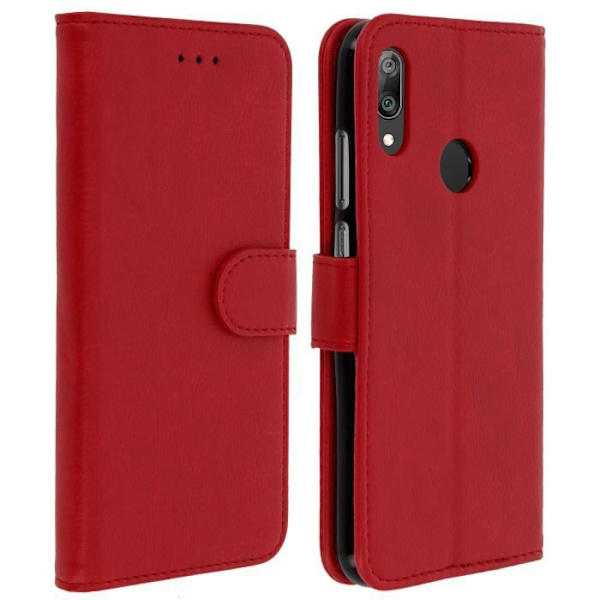 Hus - AVIZAR - Huawei Y6 2019 - Plånboksfodral - Mjuk Fodral - Video Stöd Röd
