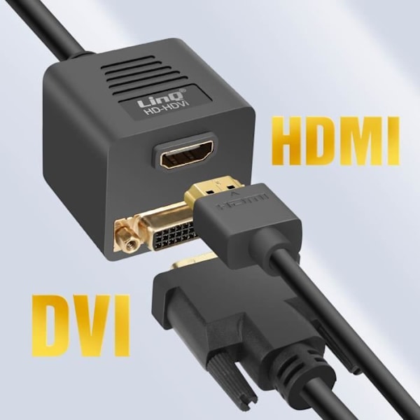 LinQ Compact HDMI han til DVI-D hun og HDMI hun adapter sort