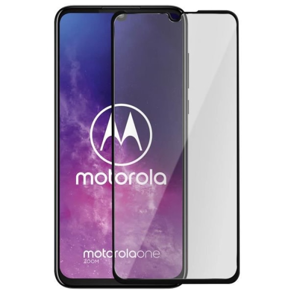 Motorola One Zoom -näyttökalvo karkaistu lasi 9H sormenjälkiä estävä läpinäkyvä musta muoto musta