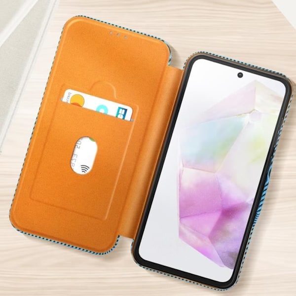 Samsung A35 Hiilikuitukotelo, Video Tukitoiminto ja Anti-RFID Sininen Sininen