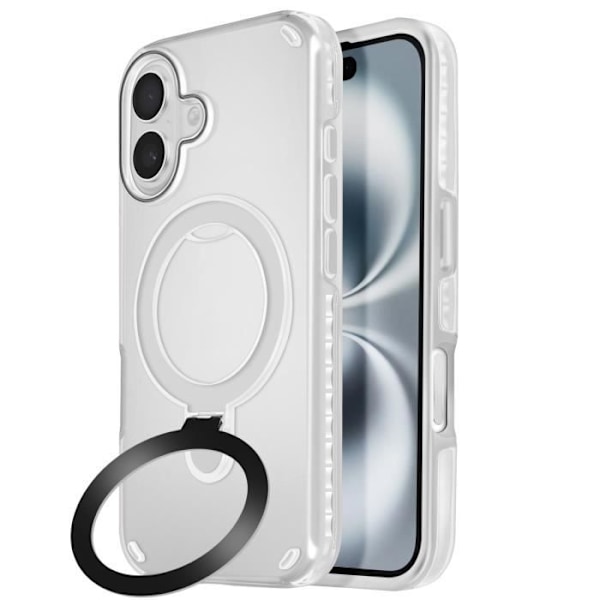 MagSafe kuori iPhone 16 Plus iskunsuojalla ja taitettavalla tukipisteellä valkoinen Vit
