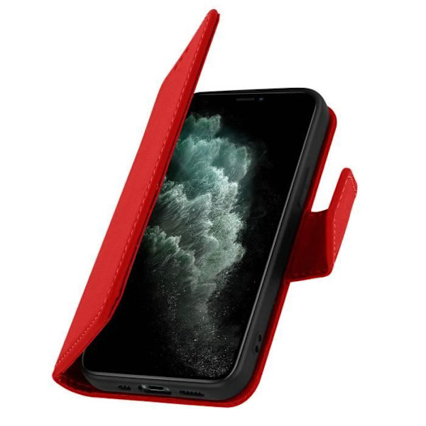 Housse iPhone 11 Pro Max - Apple - Premium Läder - Röd - Video Ställ - Kortfack Röd
