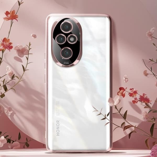 Coque för Honor 200 Pro Mönster Glittrande Gradient Kamera Skyddad Rosé Champagne Ros
