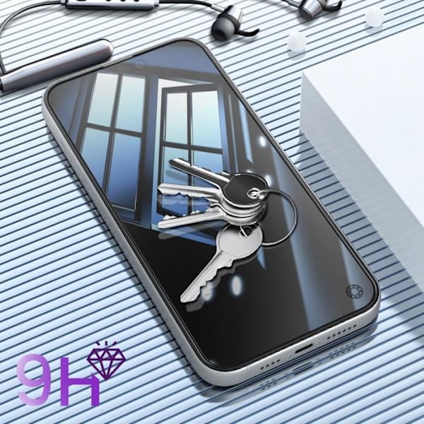 Härdat glas - FORCE GLASS - iPhone 15 - Resistant 9H+ - 2.5D fasad skydd - Svart Svart