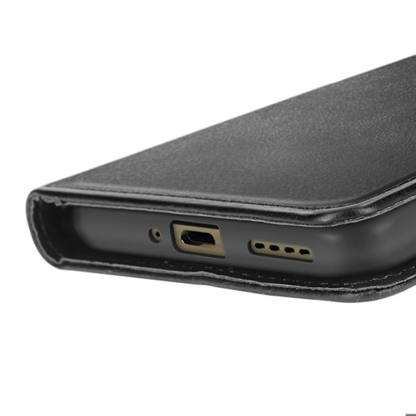 Étui med lock för Realme 14 Pro Plus med rem och plånboksstöd svart Svart