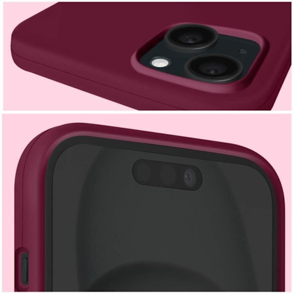 Kotelo iPhone 15:lle - MOXIE - Puolijäykkä - Punainen - Korotetut reunat - Mikrokuituinen sisäpuoli Röd