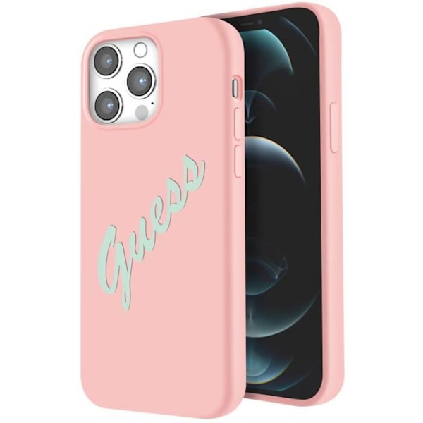 Coque iPhone 12 Pro Max Silikoni Vintage Pehmeä Kosketus Guess Vaaleanpunainen Rosa