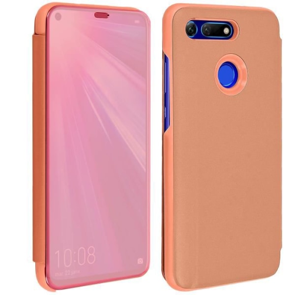 Honor View 20 Case Mirror Case Translucent Flip Stand Video rosa guld Pink