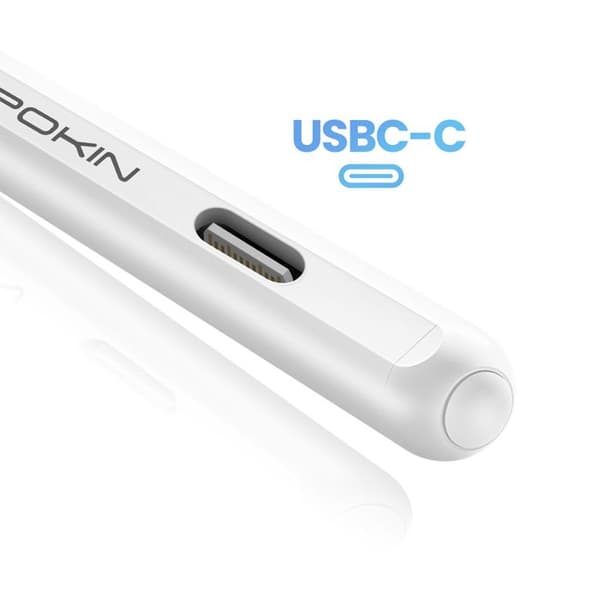 Bluetooth Stylus - APOKIN - iPad Pro - Magnetisk Fastgørelse - USB-C - 9 timers Batteritid Vit
