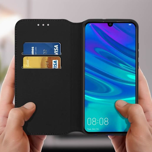 Hus - AVIZAR - Huawei P Smart 2019 / Honor 10 Lite - Ekologiskt läder - Stående funktion - Kortfack Svart
